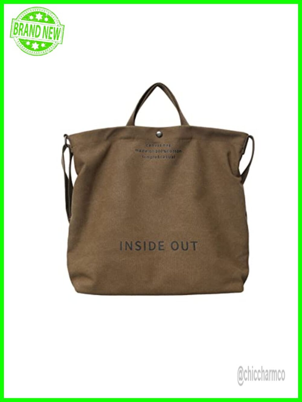 Canvas Tote Crossbody Shoulder Bag Letter Print Handbag Work Casual